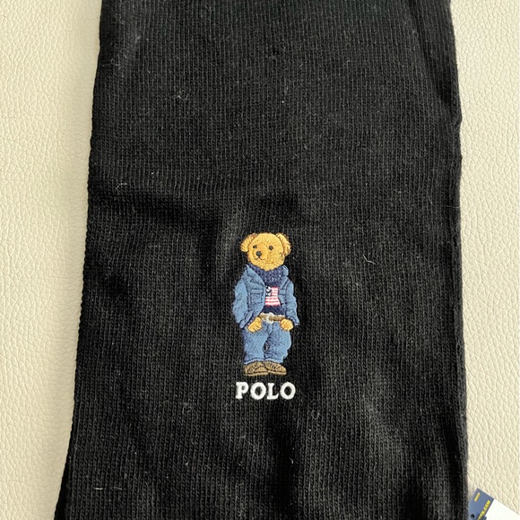 NWT - Polo Ralph Lauren Wool Blended Long Scarf - Polo Bear - Picture 2 of 4